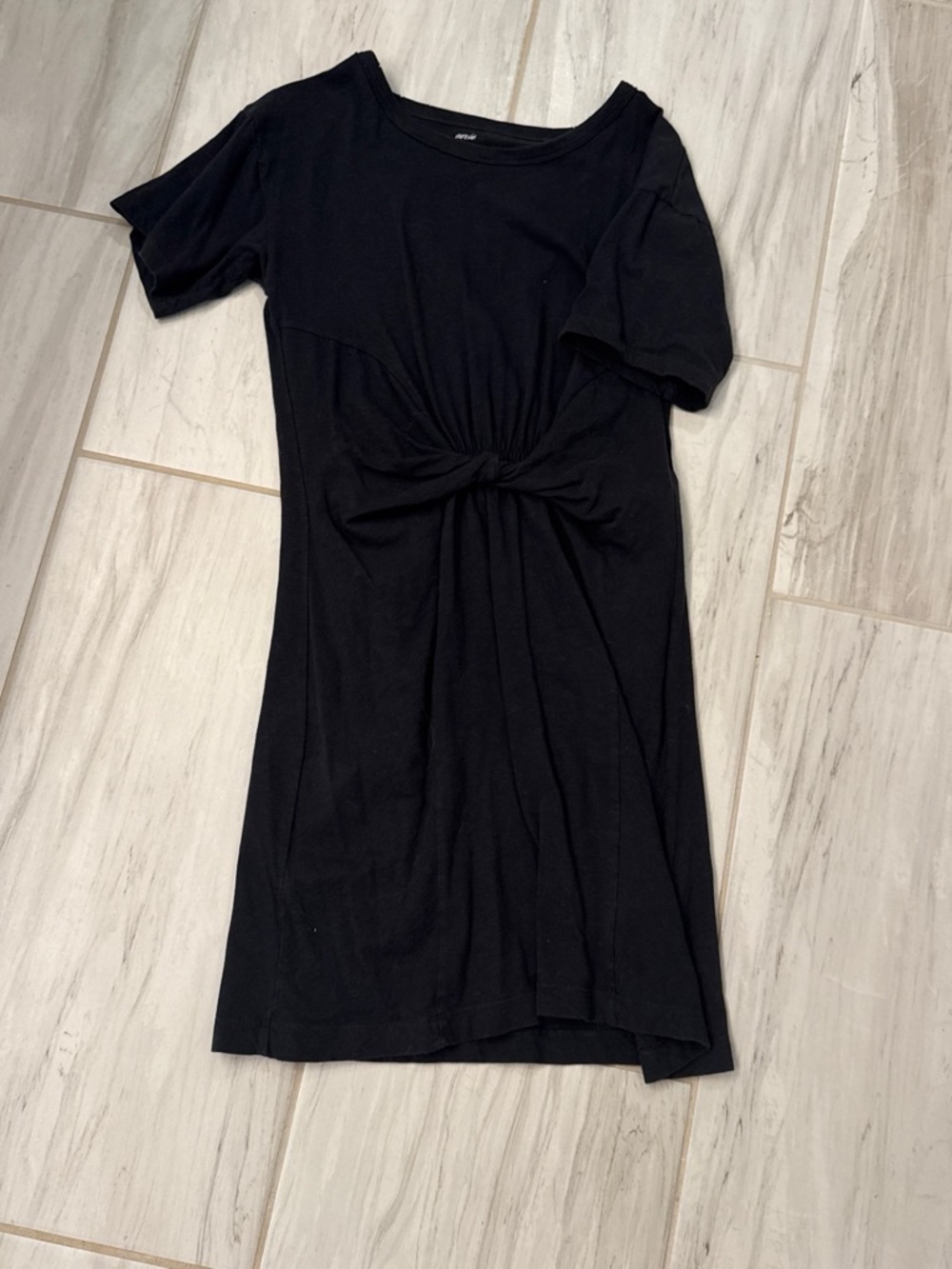 Black Twist-Front Short Sleeve Women's Dress